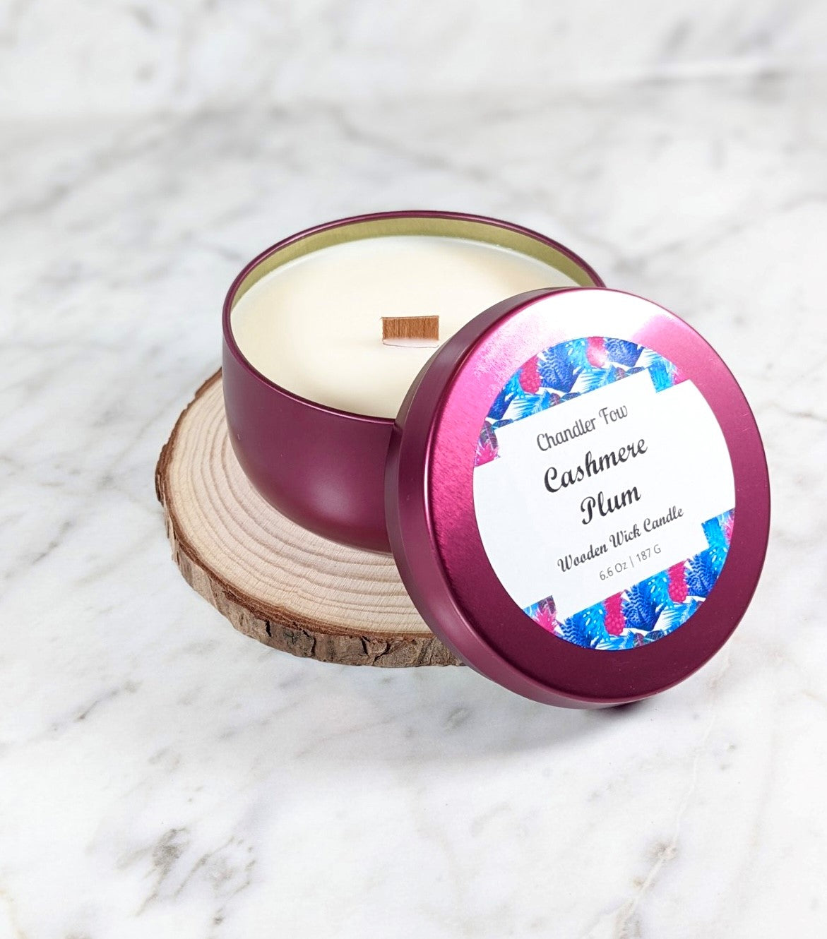 Cashmere Plum Wooden Wick Candle