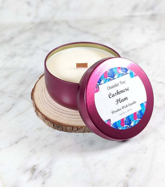 Cashmere Plum Wooden Wick Candle