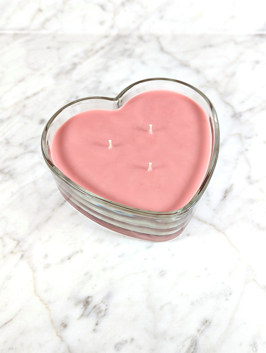 Cranberry 3-Wick Heart Shaped Jar Candle