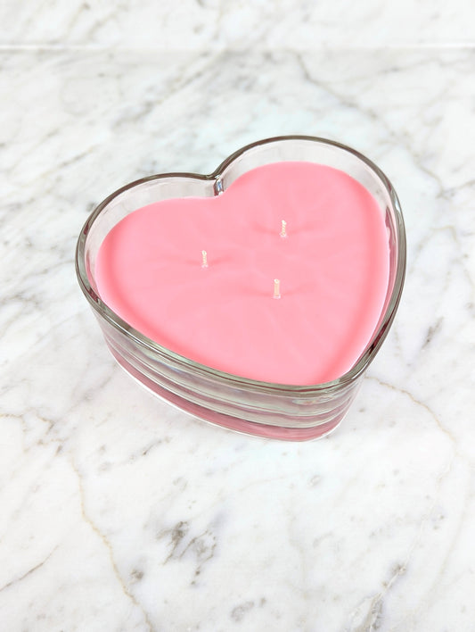 Rose & Grapefruit 3-Wick Heart Shaped Jar Candle